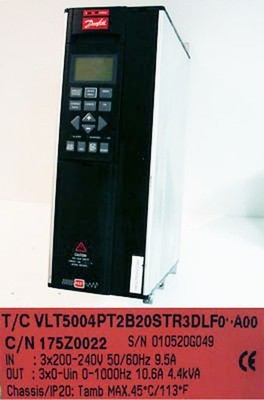 Danfoss VLT5004 VLT5004PT2B20STR3DLF0 A00 4.4kVA -used-