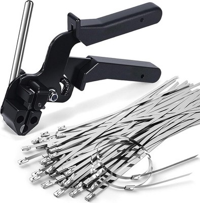 Metal Zip Ties with Stainless Steel Cable Tie Gun, Special Tool For Fastening