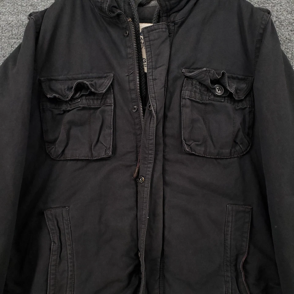 Куртка мужская American Eagle L большая черная военная полевая стеганая на молнии с капюшоном - Изображение 3 из 4