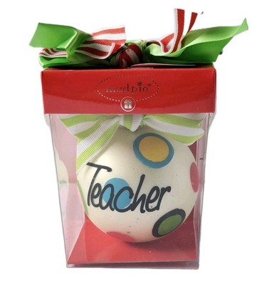 Mudpie Teacher Polka Dot Ball Ornament 2010 