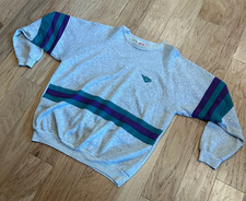 Vintage PONY 80s 90s Men's Colorblock Crewneck Teal Purple Athletic Prep XL