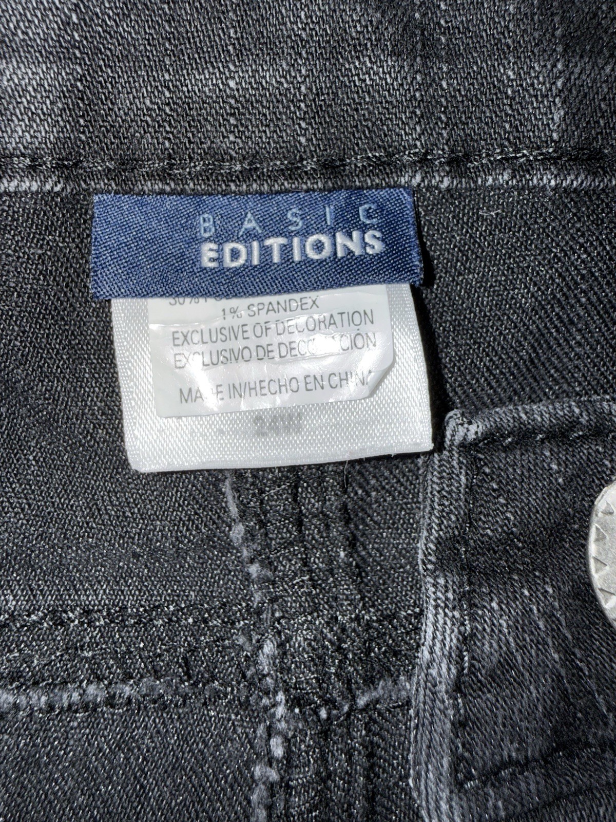 Basic Editions Black Embroidered Capri Jeans 24W - image 12