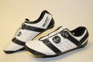 Bont Vaypor Road Cycling Mens Size 10 44.5 BOA White Black Leather 3 Bolt Shoes