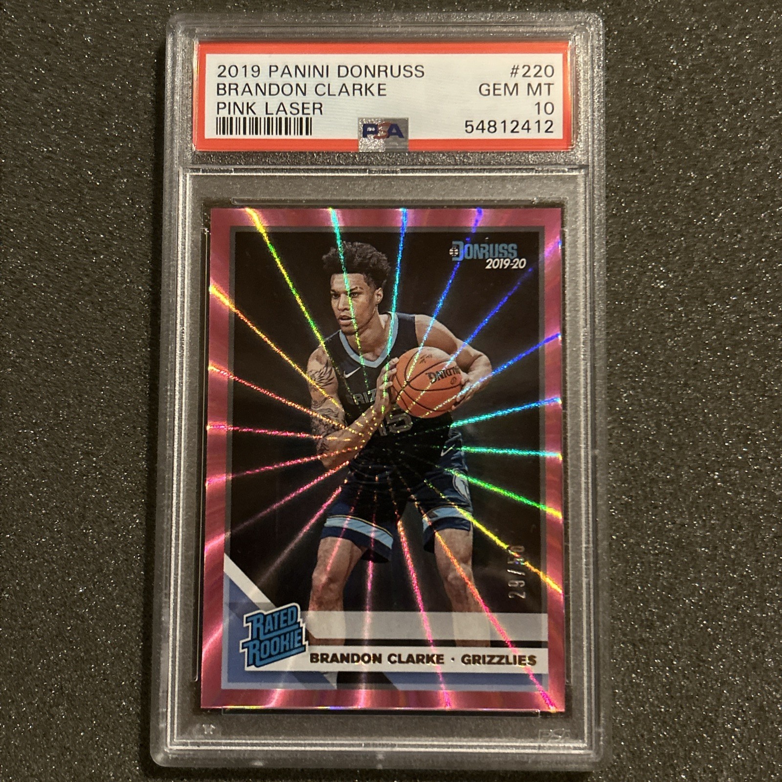 2019 Panini Donruss Pink Laser /50 Brandon Clarke Rookie 220 PSA 10