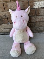 Kellytoy Pink Plus Unicorn Rattle Beige Corduroy Ribbed 20" Lovey Sewn Eyes