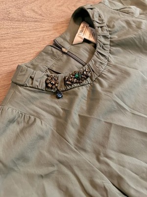  S Max Mara Cotton Poplin Mini Dress With Crystal Brooch Sz 36 IT Or 2 US