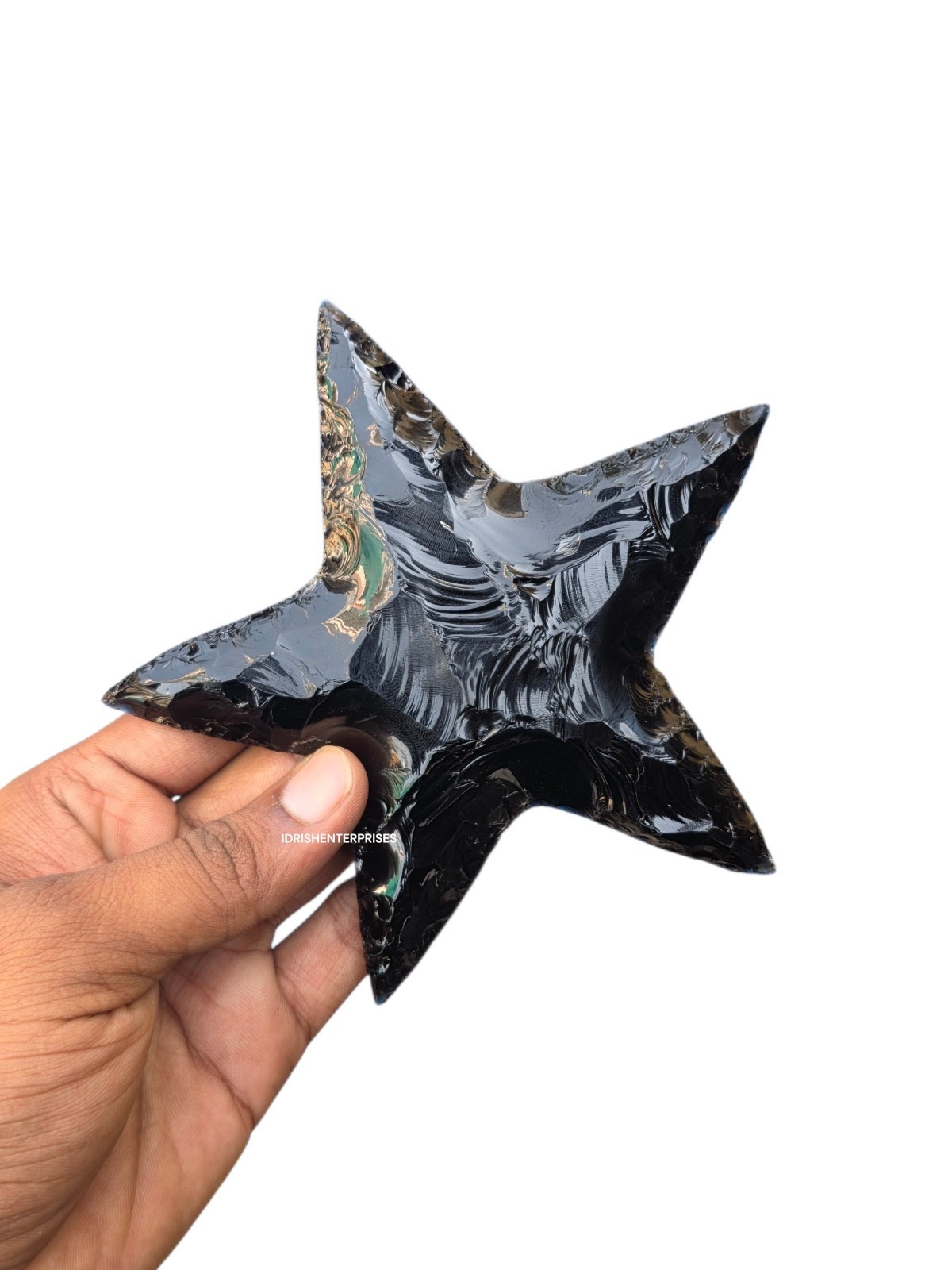 Natural Black Obsidian Star Crystal Carving Decorative Stone Gift 5cm-15cm.