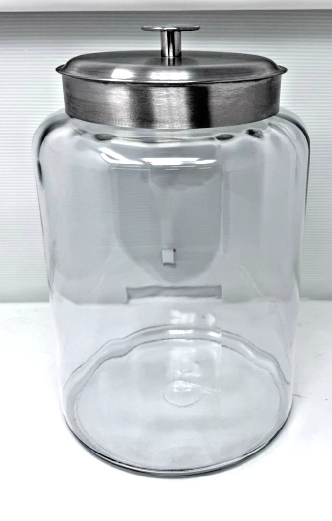 ANCHOR HOCKING 2.5 GAL CLEAR GLASS MONTANA CANISTER JAR WITH BRUSHED CHROME LID