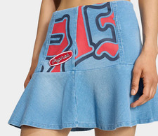 Adidas Original's Women's GFX Medium Wash Denim Skirt Size 28/32 NEW