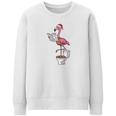 Lustiges Flamingo Weihnachtssweatshirt für Erwachsene sitzend auf Toilette Weihnachtspullover...