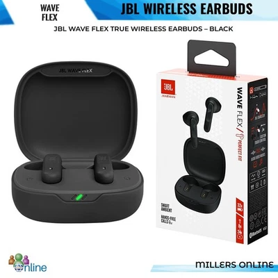 INEAR JBL Wave Flex True Wireless Earbuds – Bluetooth In-Ear Headphones Mic - Black