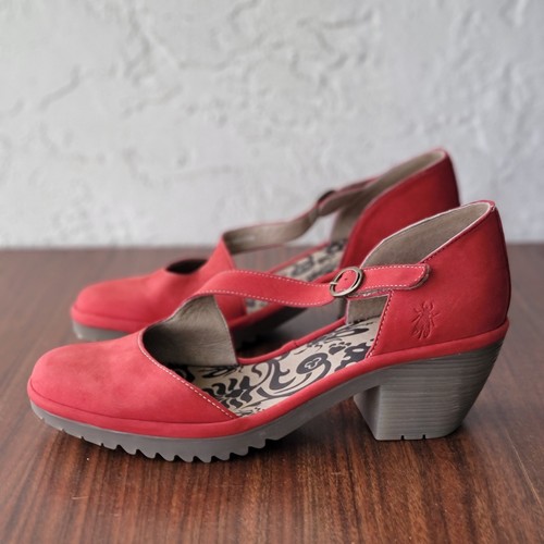 FLY London Wako 144 Fly Wedge Heel Red Women's Sandals EU 41