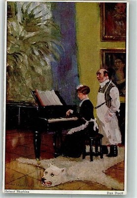 39741457 - servants of gentlemen sing a duet with piano accompaniment