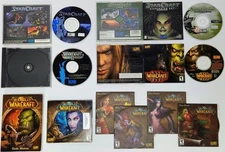 Vintage Blizzard PC Game 5x Bundle Lot: StarCraft, Brood War, WarCraft 2+3, WoW