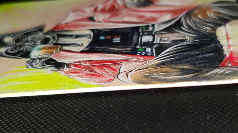 ACEO 1/1 ORIGINAL DIBUJADO A MANO U.V. BOCETO Darth Vader Star Wars Firmado por Artista Foto 3 de 4