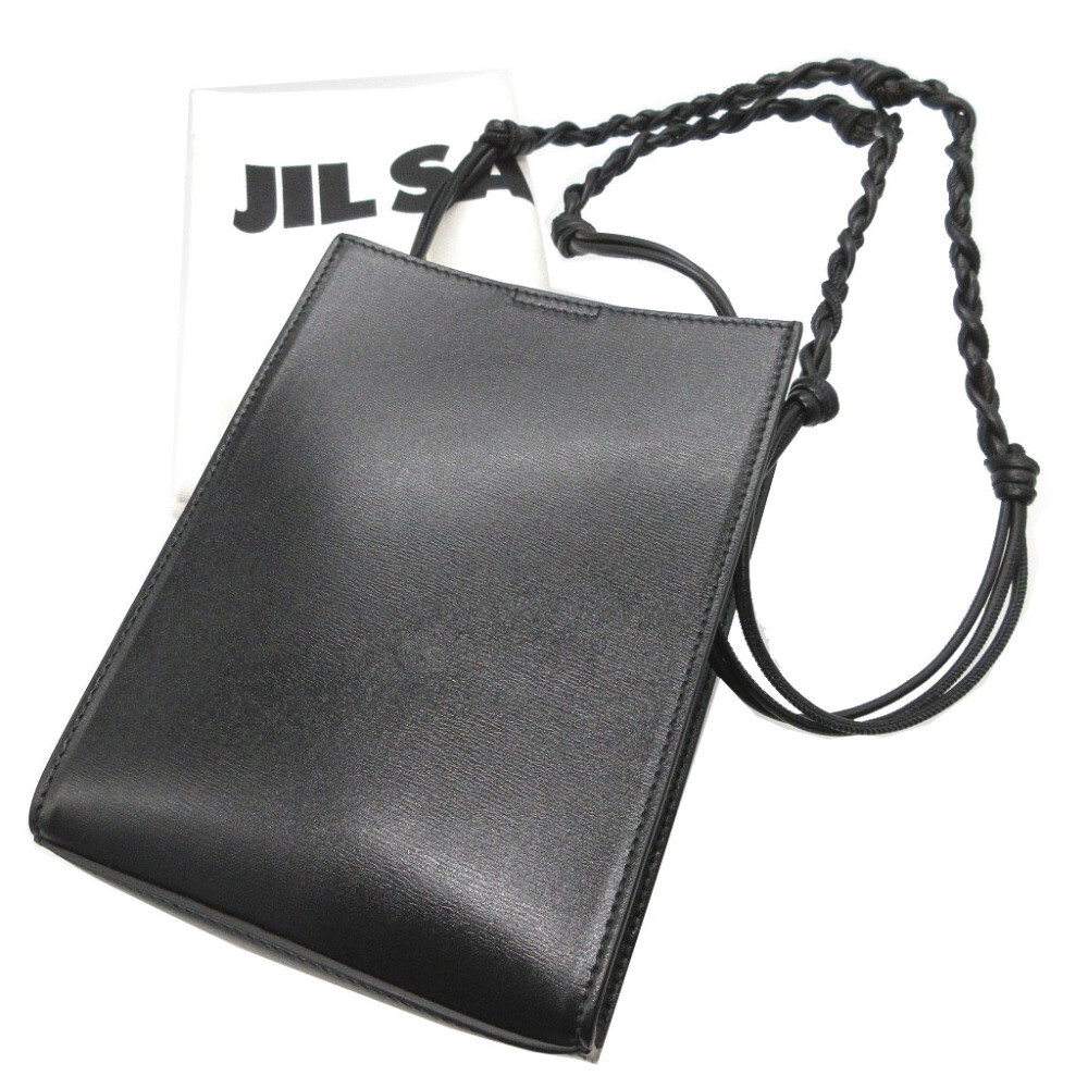 AUTHENTIC JIL SANDER tangle small Shoulder Bag Black Leather