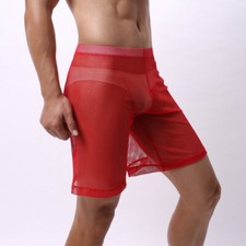 Sexy Men Fish Net Mesh Underwear Boxer Shorts Lingerie Low Waist See Through