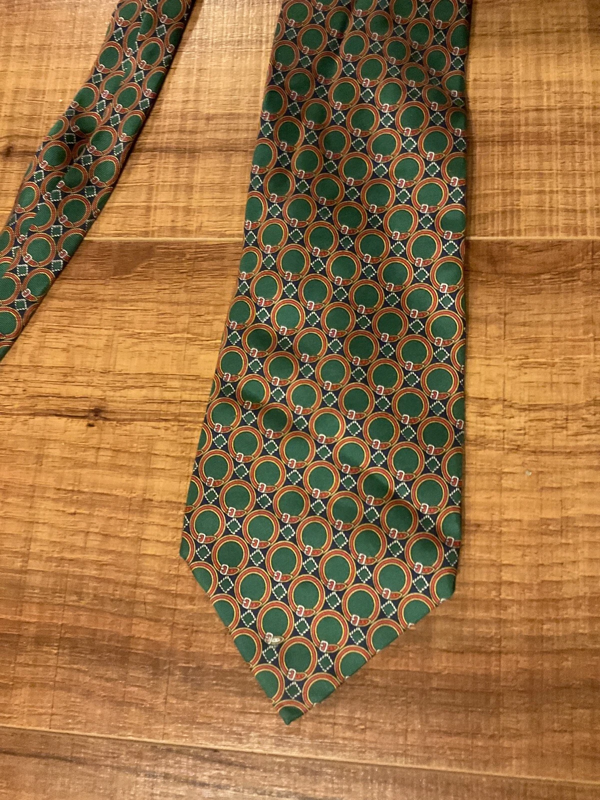 Cravate en soie vintage homme Christian Dior Monsieur ceinture verte écuc