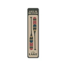 Life Is Better At The Lake Wooden Paddle Sign Collectible Bar Retro Lodge Cabin