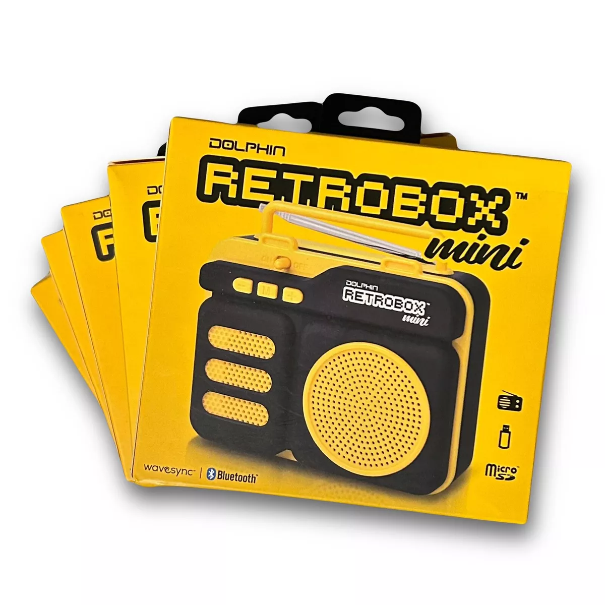 Dolphin Retrobox Mini Portable Bluetooth Speaker MP3 Player FM Radio Yellow