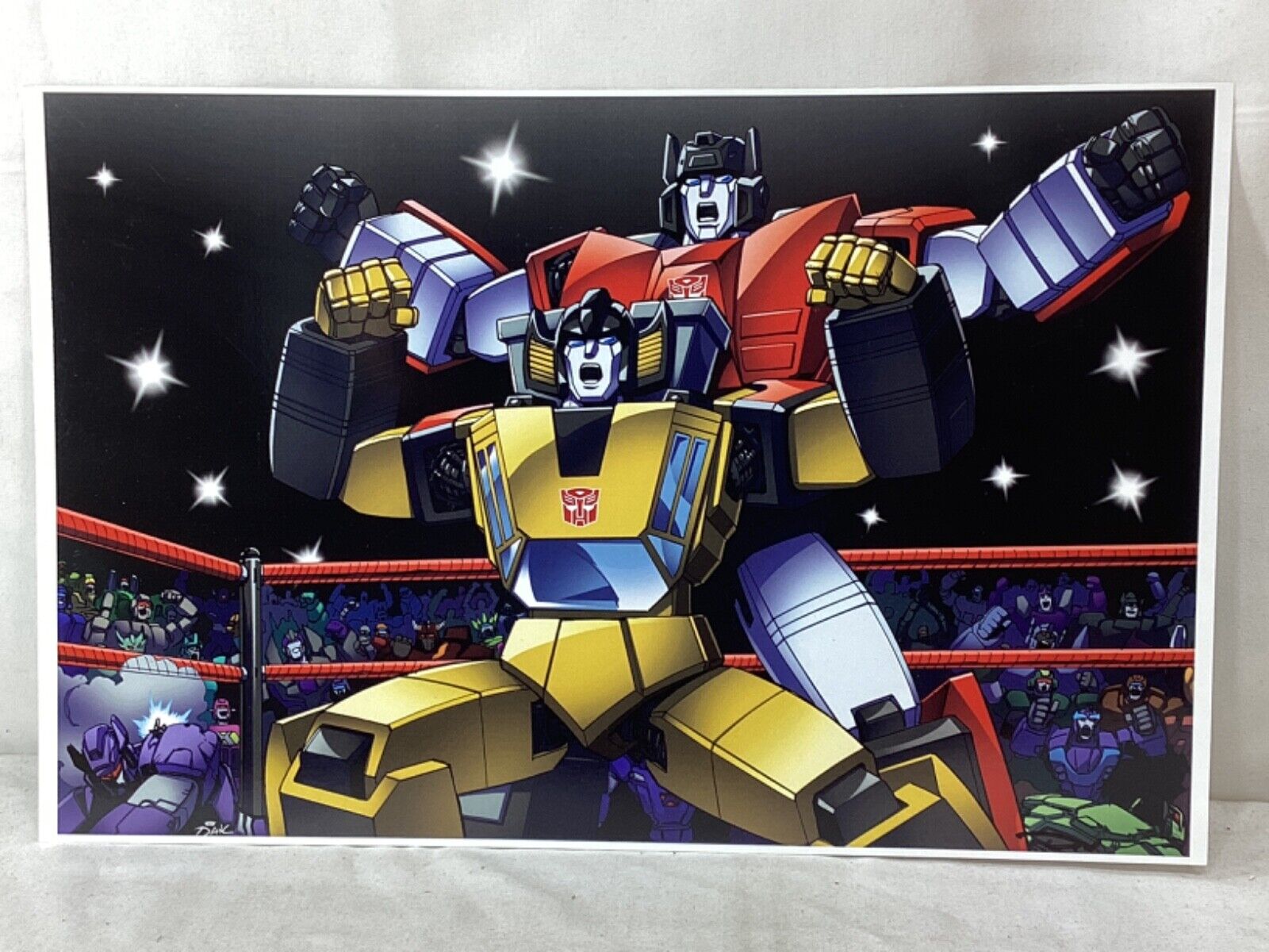 G1 Transformers Sunstreaker & Sideswipe Tagteam Wrestling Ring Poster 11x17