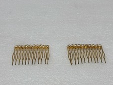 Vintage Rhinestone Gold Tone Hair Combs