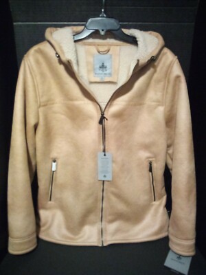 Rainforest Men's XL Faux Suede Sherpa Lined Hooded Coat Style RF2103A NWT