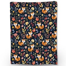 Cute Fox Blanket Soft Flannel Throw Blanket for Couch Bed Travel Living Room ...