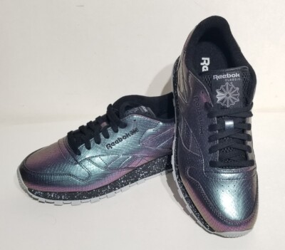 Rare Reebok Classic Night Snake Print Purple & Black Men's 8-1/2 Sneakers   New 