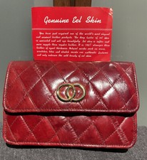 Genuine Exotic Vintage Eel Skin Mini Clutch Evening Hand Bag Purse Made In Korea