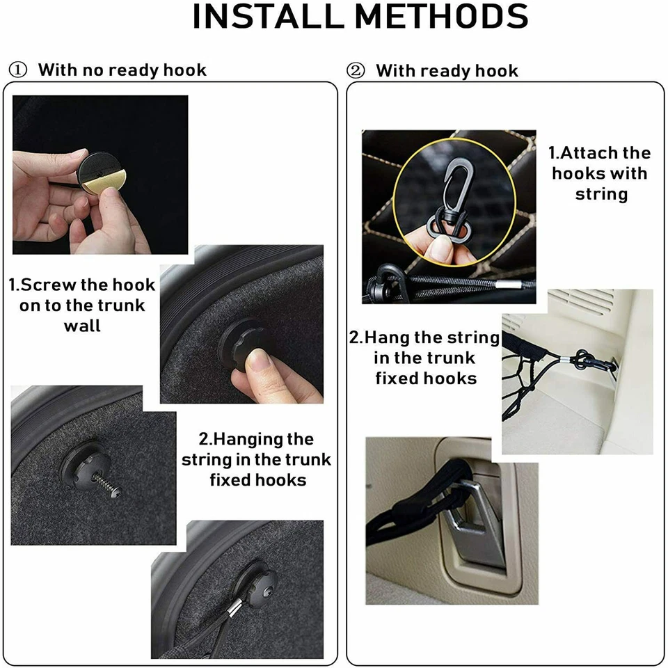 43*20 pulgadas Maletero CARGO NET Coche Nylon Malla Elástica Organizador Camión SUV 4 Ganchos Traseros Foto 4 de 4