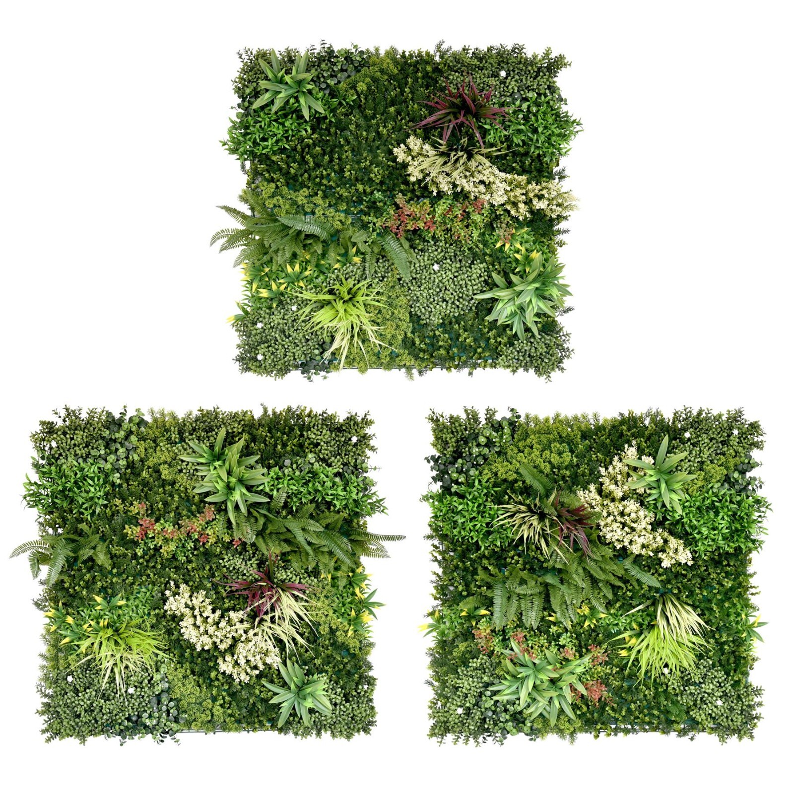Artificial Green Living Wall Hedge Plant Panels 3x 1m x 1m Combo Set - GALA ABC