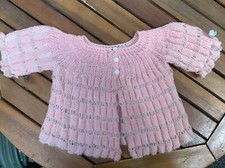 Vintage Baby Girls Peachy Pink Knit Cardigan Sweater 6-12 months