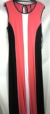 Lot of 9:ANDREW MARC NEW YORK WOMENS COLORBLOCKED MAXI DRESS CORAL/BLACK MEDIUM