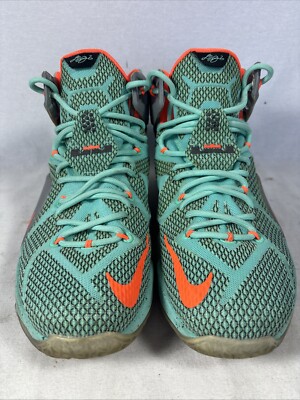 Nike LeBron James NSRL XII 12 Teal Gray Orange Mens Sz. 11 2014