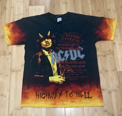 Vintage 2006 Liquid Blue AC/DC Highway To Hell Tie Dye Tee Size Large