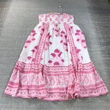 New Oliphant Dress Womens Small 1025V Tie Strap Midi Smocked Back Tiered Skirt