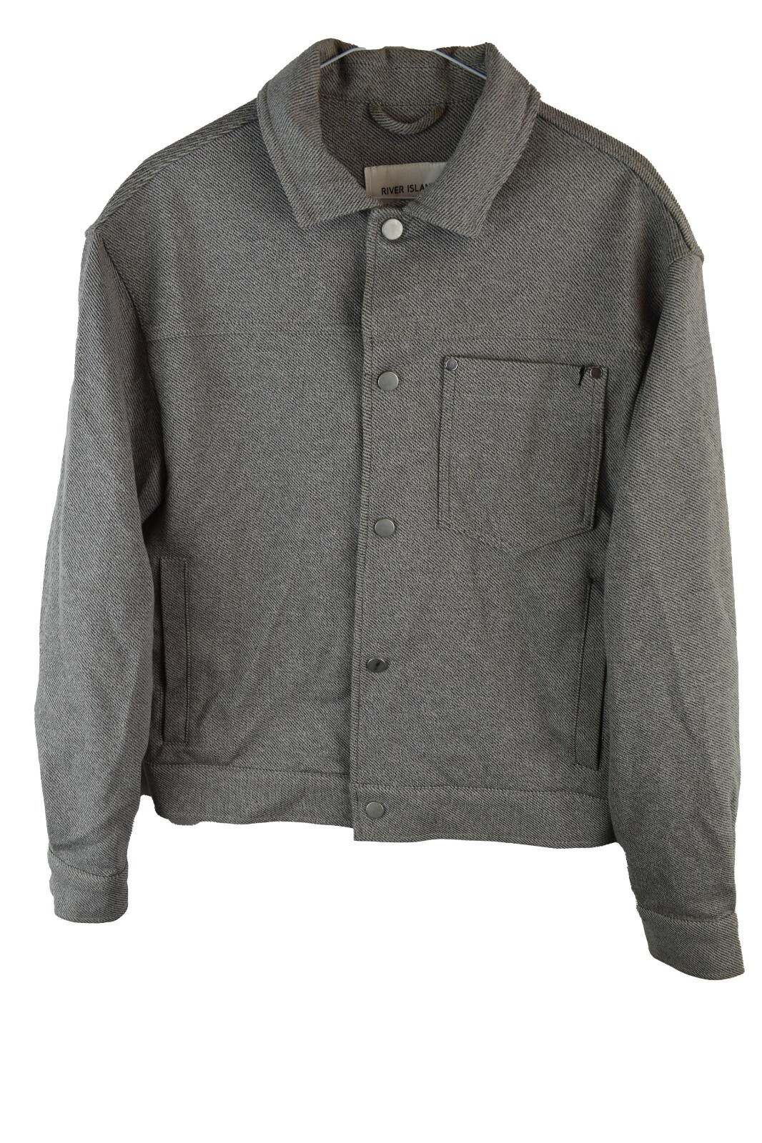 River Island Mens Grey Overshirt Shacket Pockets Collared Size S
