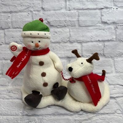 2004 Hallmark Jingle Pals Snowman and Dog Snow What Fun! Animated Singing  Works