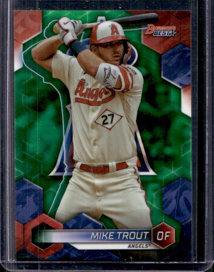 2023 Bowman's Best Mike Trout Green Refractor #64/99 Los Angeles Angels