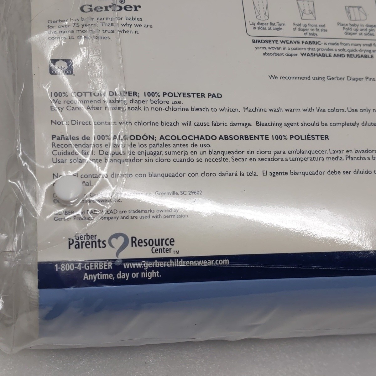 Gerber Prefold Birdseye 3ply Cloth Diapers with Absorbent Padding NOS