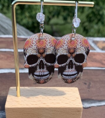 Day of the Dead Sugar Skull Graphic Earrings Dia de los Muertos Jewelry New