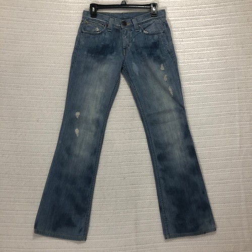 Armani Exchange, Armani Exchange Bootcut Jeans Distressed Embroidered Pockets Made in USA Size 4