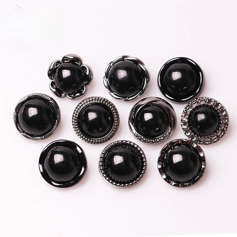 7x 21mm Black Round Buttons Metal Loop DIY Sewing for Trench Coat Jacket Classic - Image 3 of 4