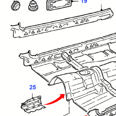 FORD GRANADA SCORPIO BODENWANNE VERSTÄRKUNG 6165785 #25 IM SCHEMA