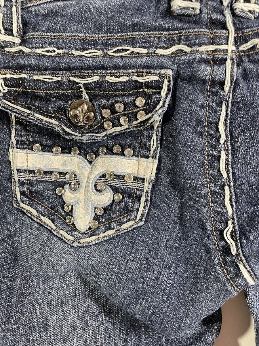 Jeans Miss Chic Juniors - Taille 7 - Poches Décoratives, Délavé - Occasion Très Bon état
