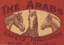 1930-40 s THE ARABS HORSES EQUESTRIAN HOLLAND MATCHBOOK LABEL AD F2b