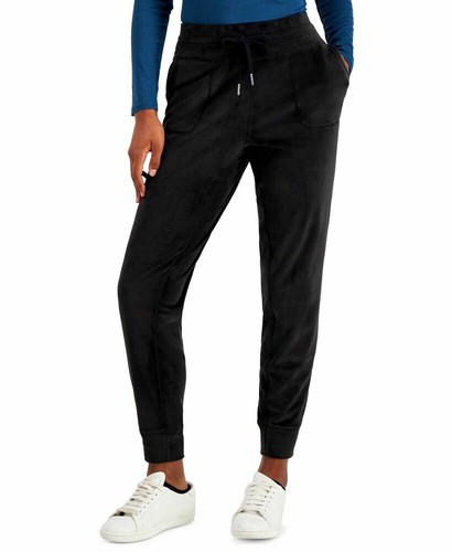 32 Degrees Womens Velour Joggers, Black 