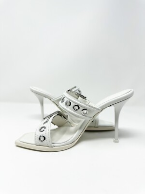 サンダル・ミュール alexander mcqueen Heeled sandals Alexander McQueen Women's Buckle Leather Heel Sandals White