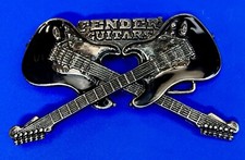 Crossed Fender Stratocaster Electric Guitar Musician Figural Cutout Belt Buckle